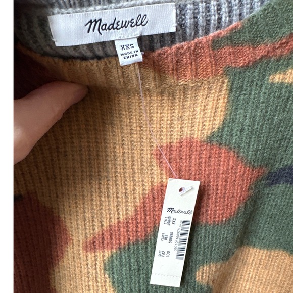 Madewell Merino Wool Camo Wide Sleeve Sweater J9840 XXS New With Tags - Picture 5 of 7